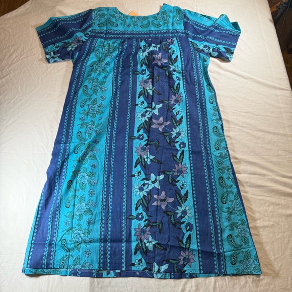 LA CERA Dress Womens Large Blue Boho Floral Print Midi Cottagecore NWT - Picture 8 of 16